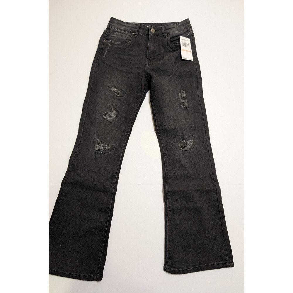 Hudson Kids‎ Girls Washed Black Distressed High Rise Flare Jeans NWT Sz 12